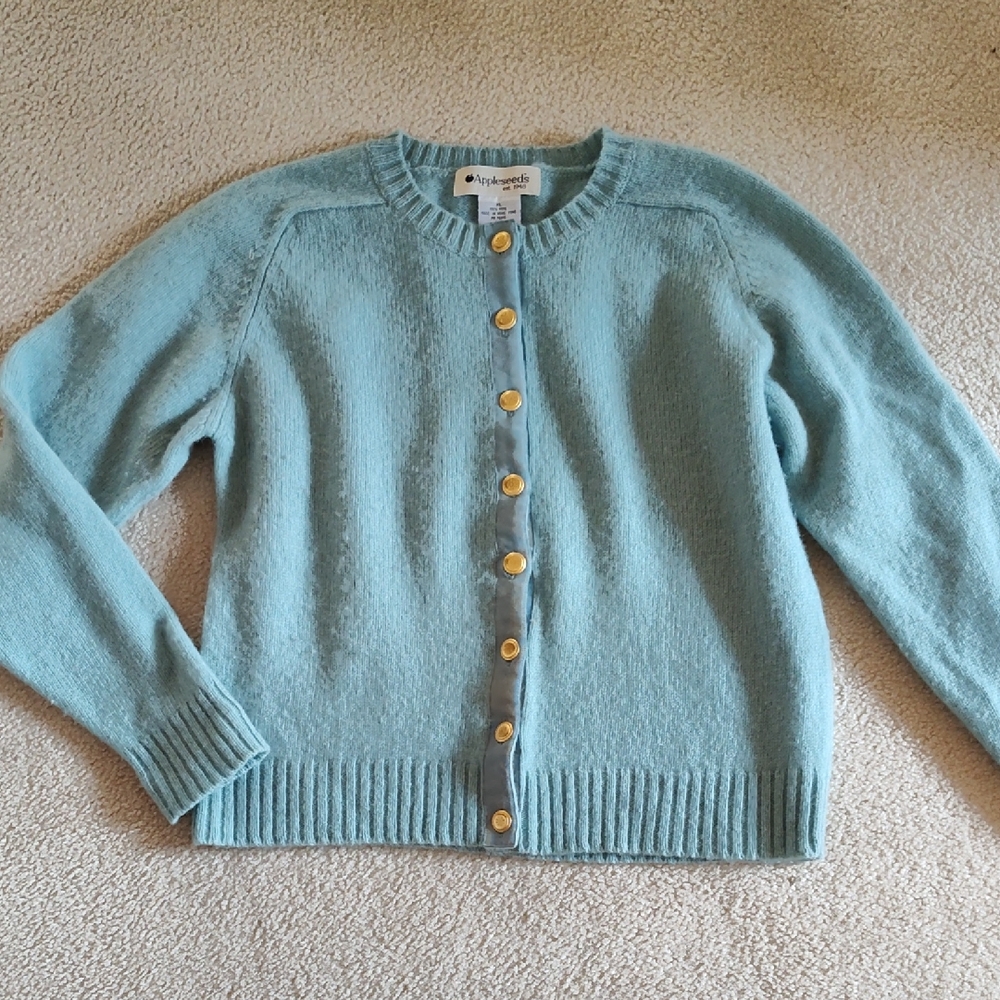 Appleseed's Blue Cardigan with Gold Buttons